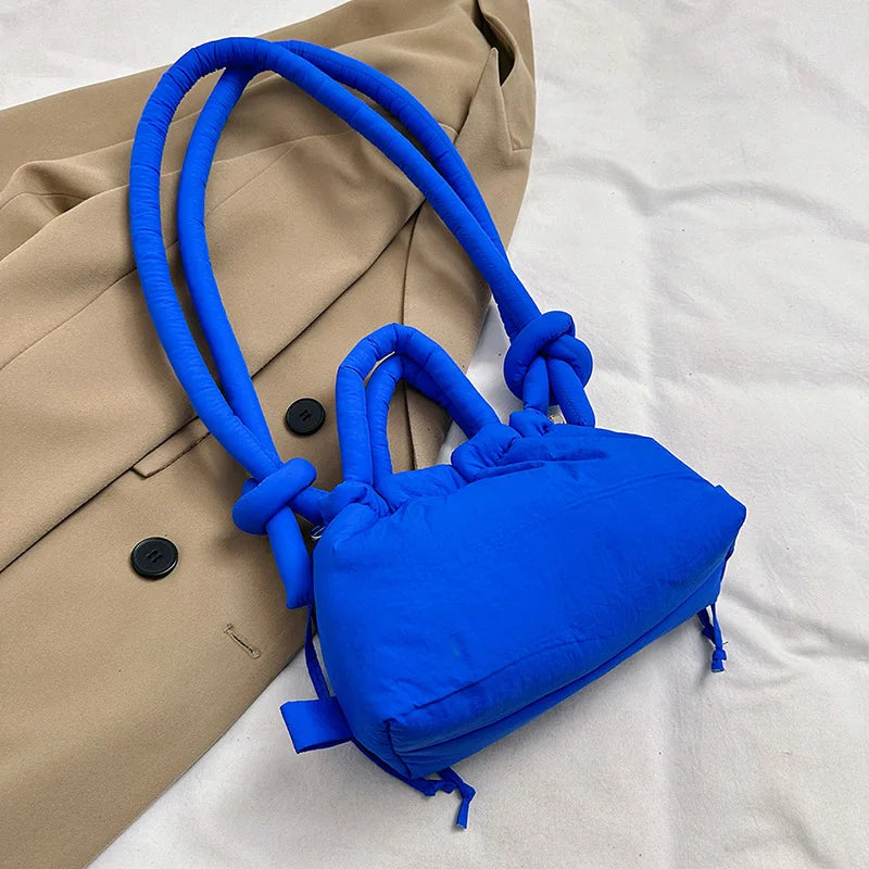 Lässige Puffer-Tragetasche für Damen – Weiche, gepolsterte Schulter- und Umhängetasche aus Nylon im Vintage-Stil mit großem Fassungsvermögen