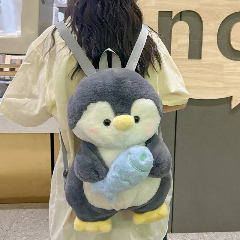 Kawaii Penguin Plush Animal Backpack – Cute Cartoon Shoulder Bag for Girls & Women, Trendy Fashion Rucksack Knapsack