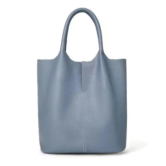 Ladies Soft Cowhide Leather Tote Bag Large Capacity Shoulder Handbag