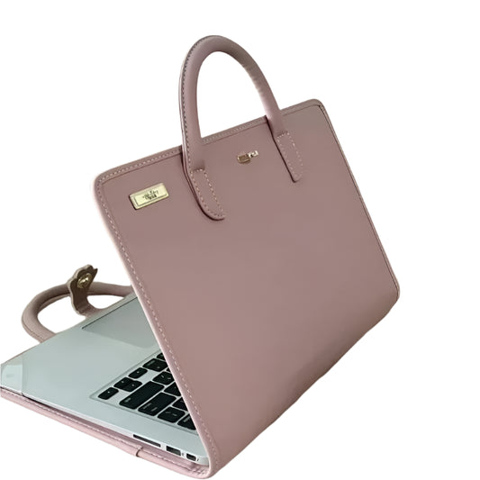 Stoßfeste rosa PU-Laptophülle mit Griff – Schutzhülle für MacBook, Lenovo, Xiaomi &amp; Huawei