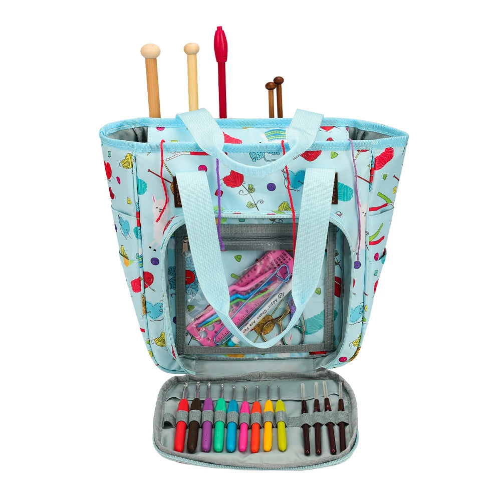 KOKNIT Knitting Tote Bag – Yarn Storage Organizer for Crochet Hooks, Knitting Needles & DIY Sewing Accessories
