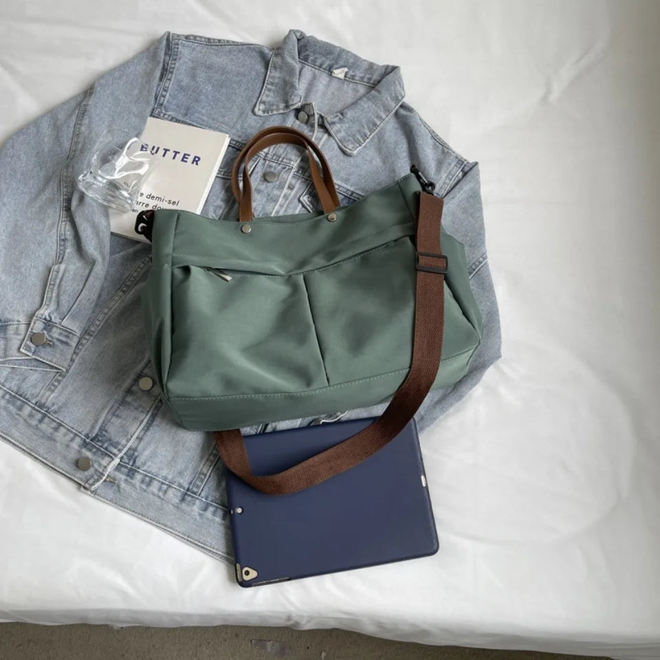 Stylish Nylon Tote Bag for Women – A4 Laptop Shoulder Bag, Designer Briefcase for Students & Commuters"