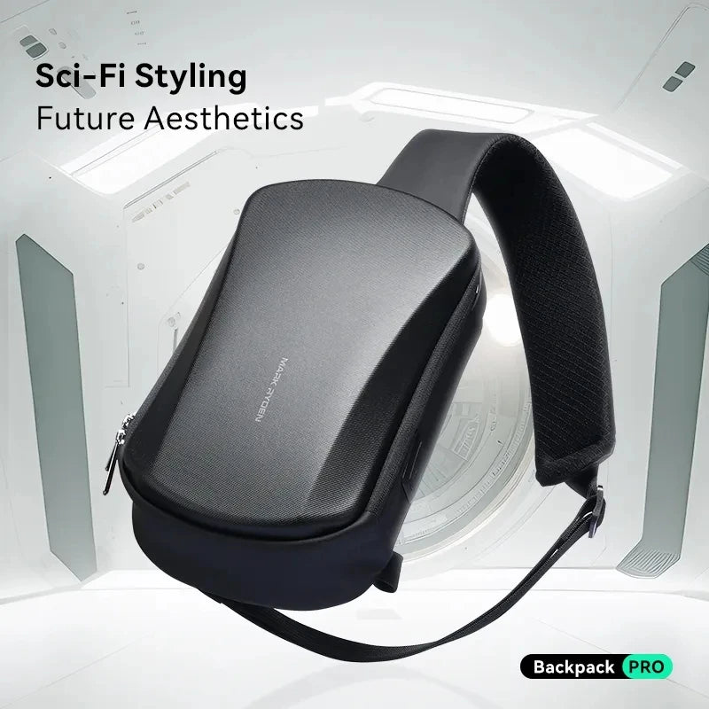 Mark Ryden Futuristischer Sling-Rucksack – Umhängetasche mit USB-Ladefunktion für Reisen und den täglichen Gebrauch