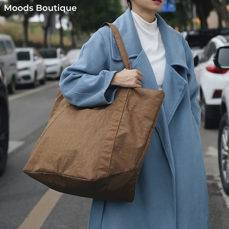 Oversized Waterproof Nylon Shoulder Bag for Women – Durable Large-Capacity Shopping Tote, 2024 Fashion Handbag