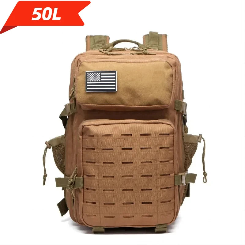 25L/50L Tactical MOLLE Backpack – Hunting, Hiking & Gym Rucksack for Men with 2 Bottle Holders, EDC Outdoor Bag