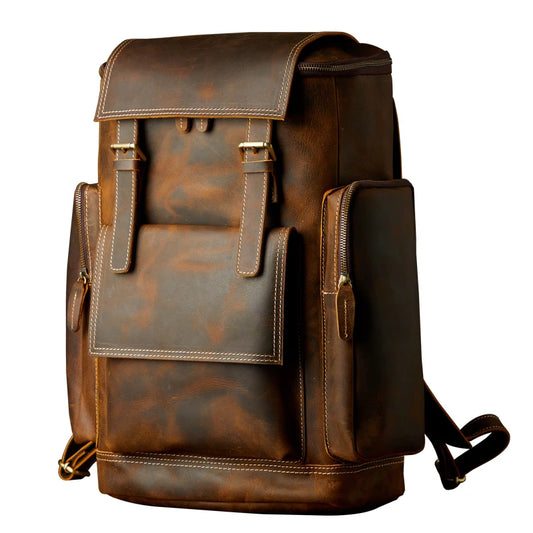 Genuine Leather Travel Backpack – Vintage Handmade Cowhide Rucksack, Large Laptop & School Shoulder Bag