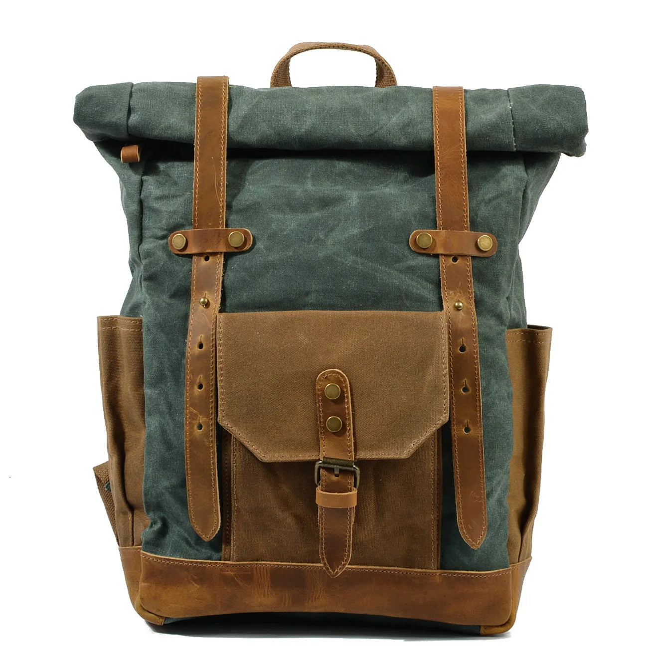Luxury Vintage Canvas Backpack for Men – Oil Wax Leather Travel Rucksack, Large Waterproof Retro Daypack