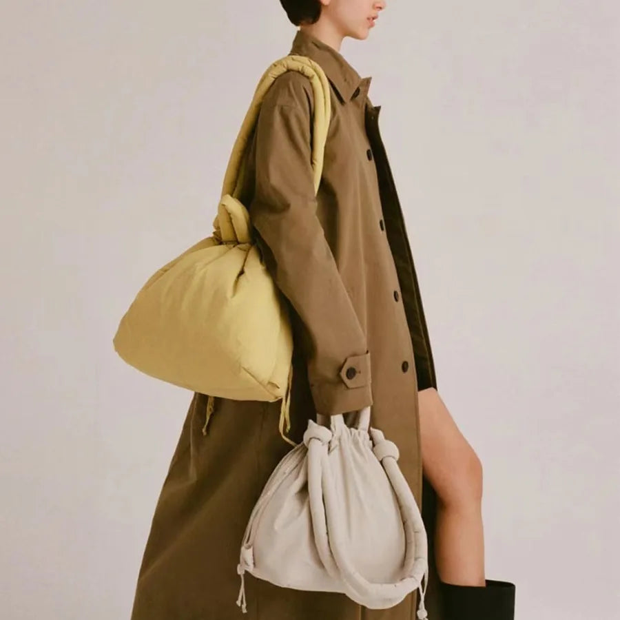 Lässige Puffer-Tragetasche für Damen – Weiche, gepolsterte Schulter- und Umhängetasche aus Nylon im Vintage-Stil mit großem Fassungsvermögen