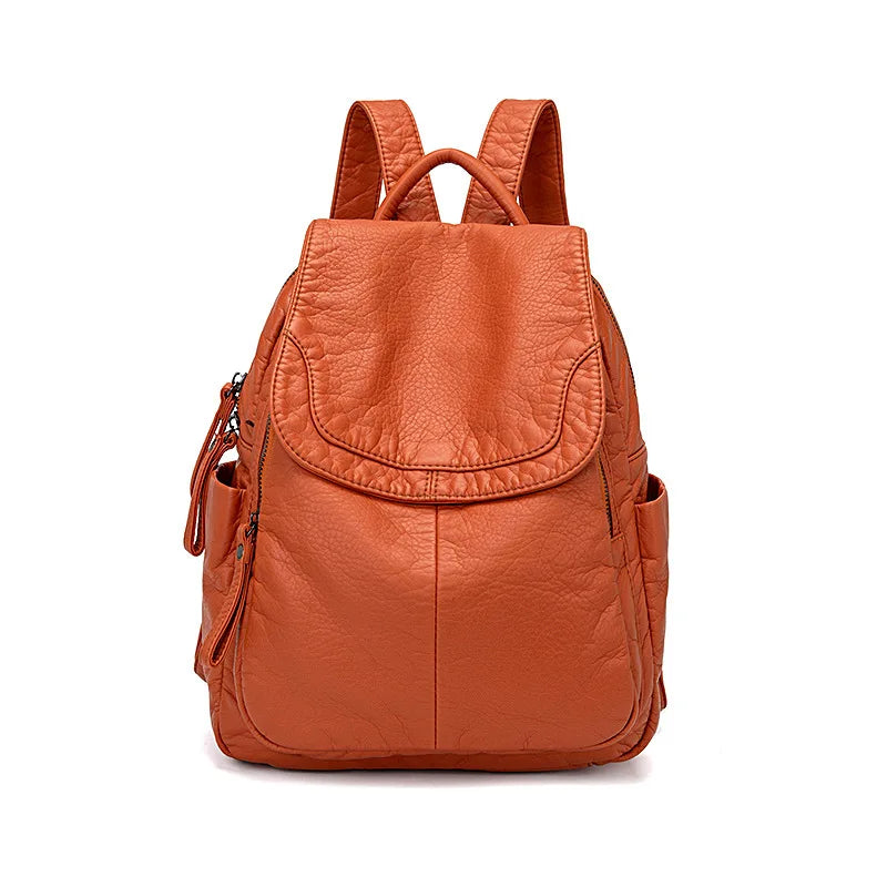 Motaora Women’s White Washed Leather Backpack – Small Casual Travel Bag & School Backpack for Girls