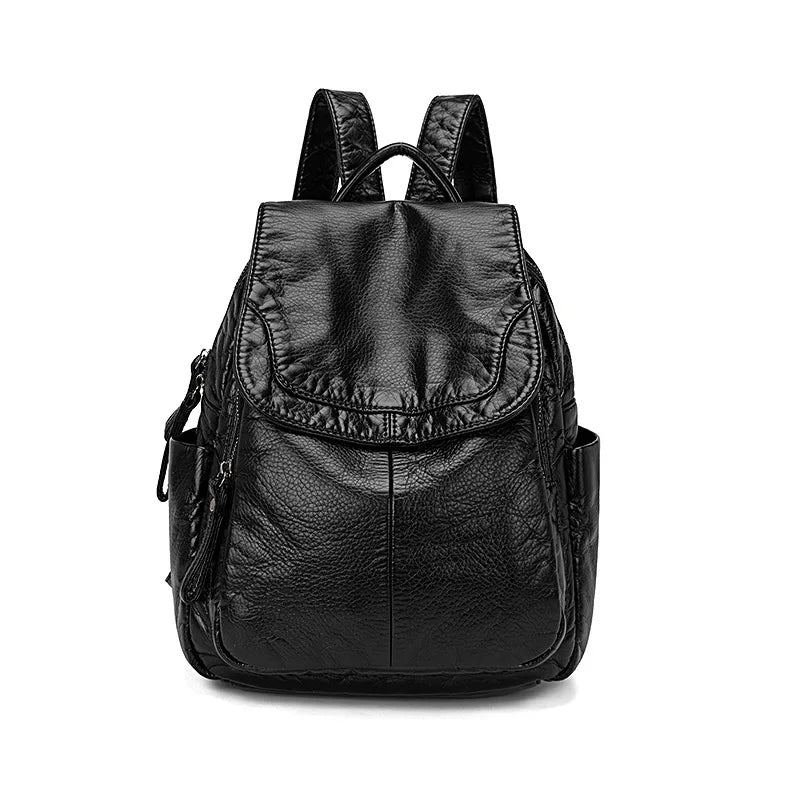 Motaora Women’s White Washed Leather Backpack – Small Casual Travel Bag & School Backpack for Girls