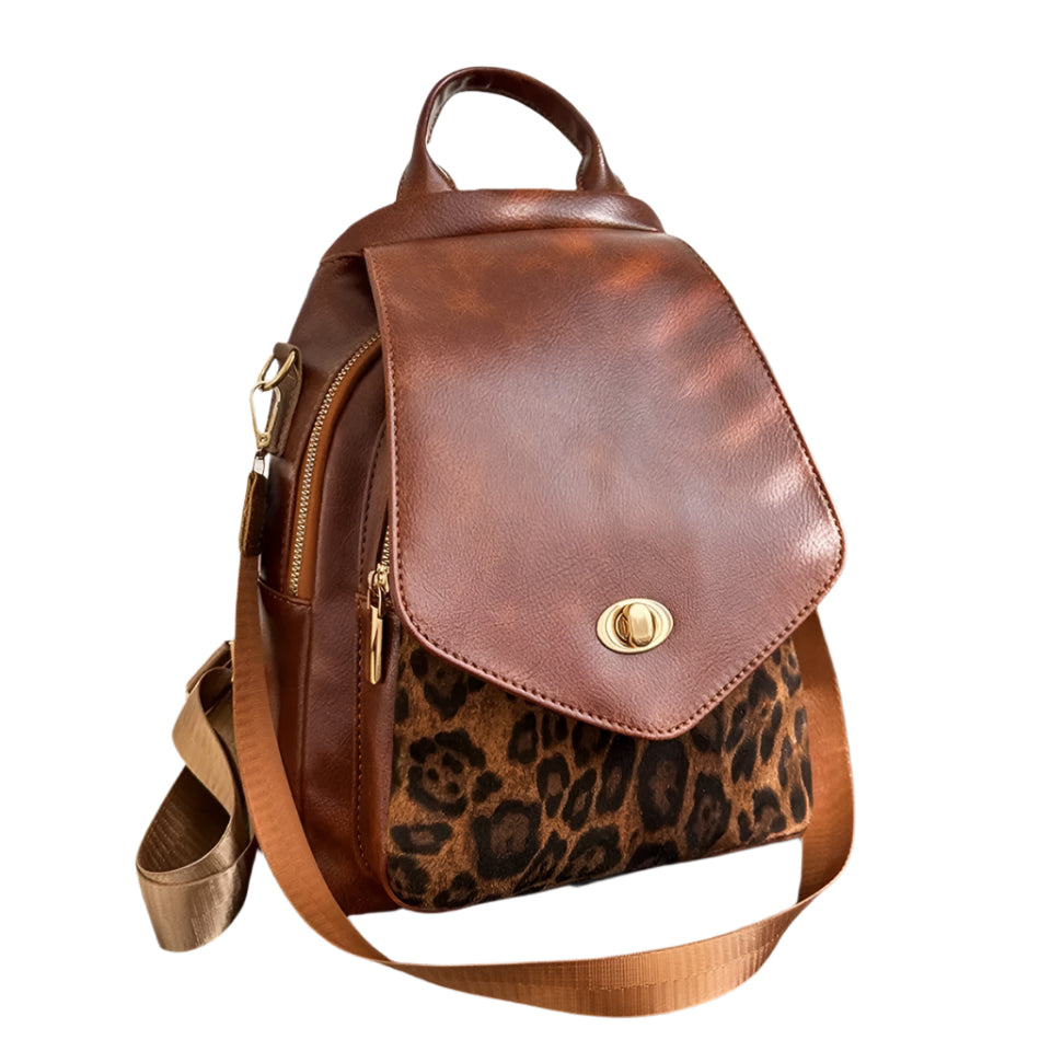 Damen-Rucksack mit Leopardenmuster – Stilvolle, multifunktionale Umhängetasche für Reisen, Schule und den täglichen Gebrauch