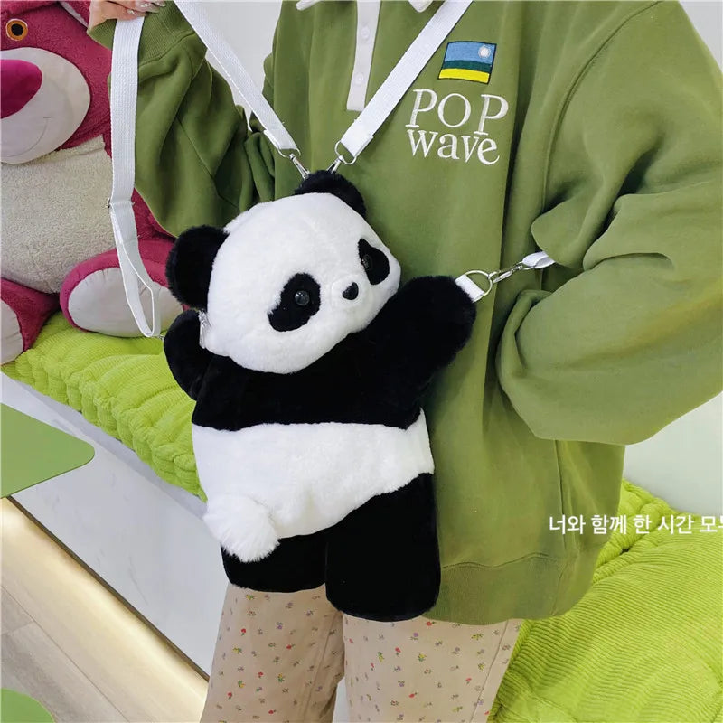 Cute Panda Animal Backpack – Cartoon Plush Shoulder Bag for Kids, Girls’ School Bag, Travel & Birthday Gift