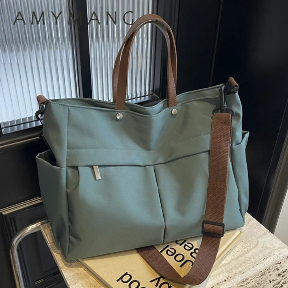 Stylish Nylon Tote Bag for Women – A4 Laptop Shoulder Bag, Designer Briefcase for Students & Commuters"