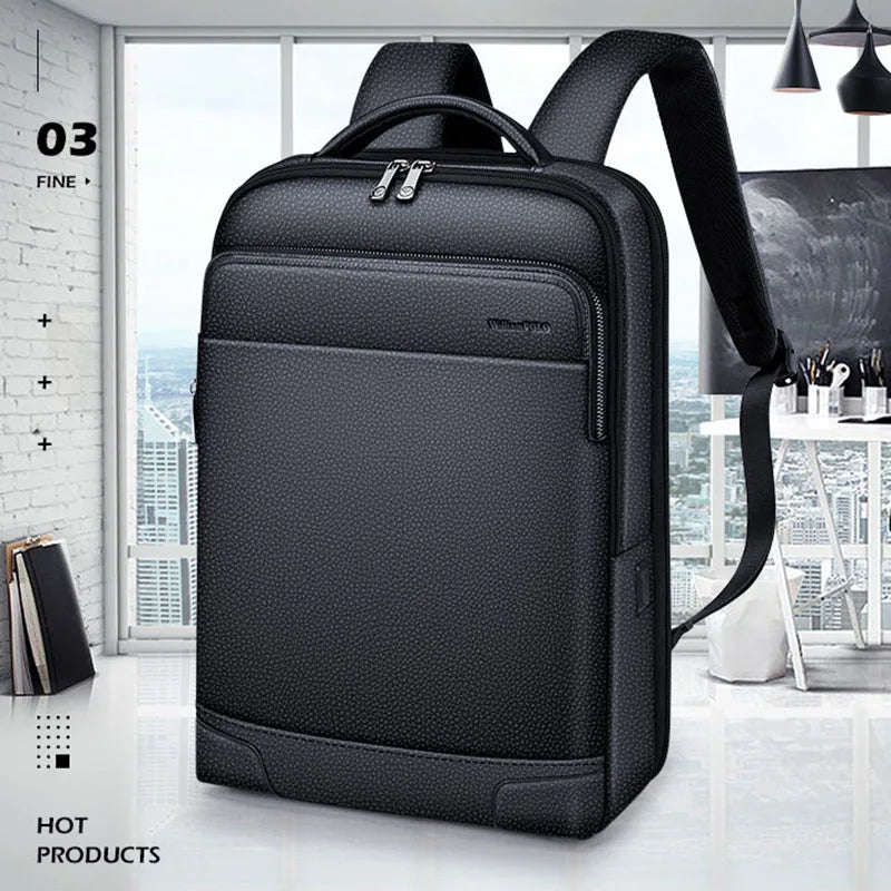 Genuine Leather Men’s Backpack – Large Capacity Laptop Bag, Fashionable Travel & Commuter Rucksack for Work or Leisure