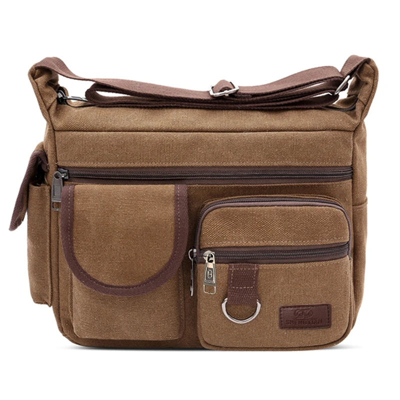 Water-Resistant Vintage Messenger Bag for Men – Waxed Canvas Crossbody Briefcase & Shoulder Bag