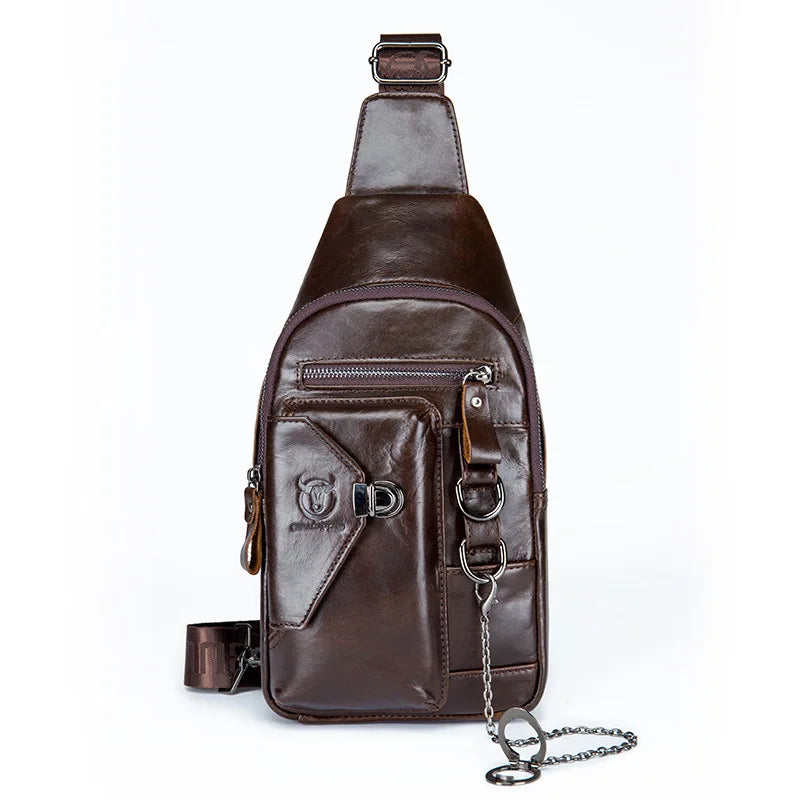 Herren-Brusttasche aus echtem Leder von BULLCAPTAINN – Sling Shoulder Crossbody