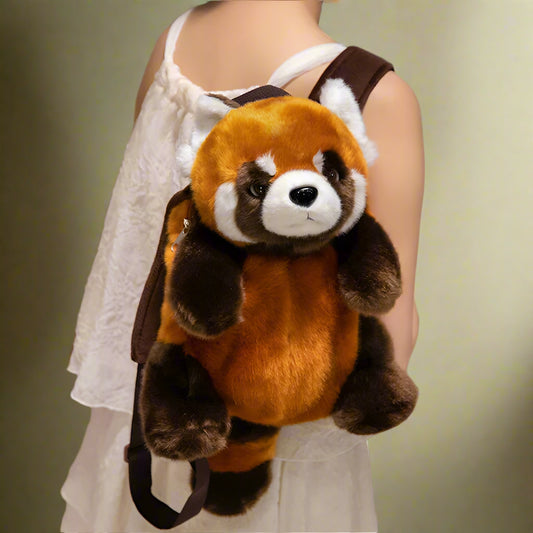 Red Panda Plush Backpack – Cute Kawaii Animal Bag