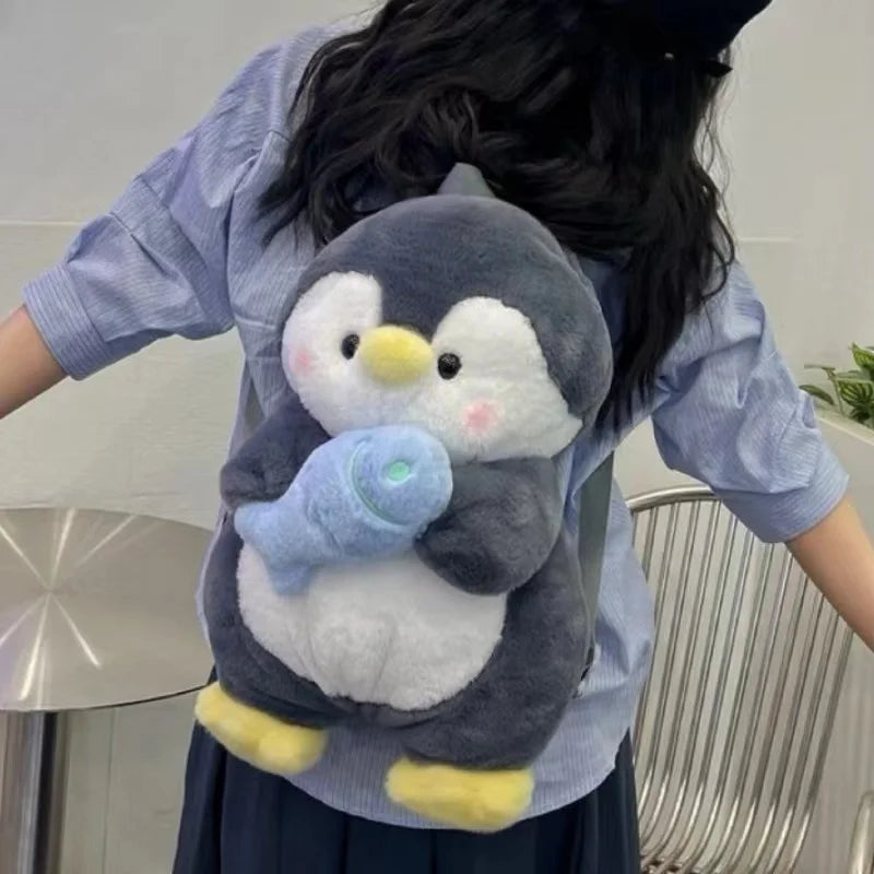 Kawaii Penguin Plush Animal Backpack – Cute Cartoon Shoulder Bag for Girls & Women, Trendy Fashion Rucksack Knapsack