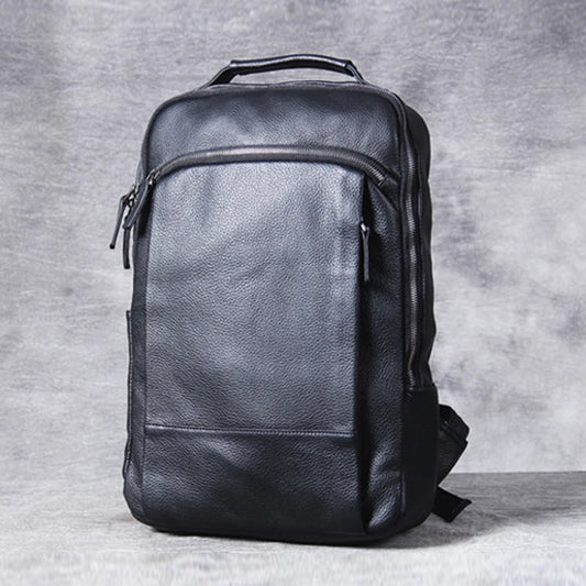 Vintage Crazy Horse Leather Backpack for Men – Genuine Leather Laptop Rucksack, Large Travel & Hiking Knapsack