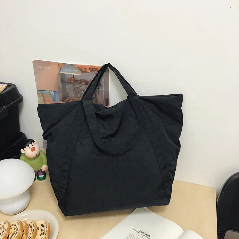 Oversized Waterproof Nylon Shoulder Bag for Women – Durable Large-Capacity Shopping Tote, 2024 Fashion Handbag