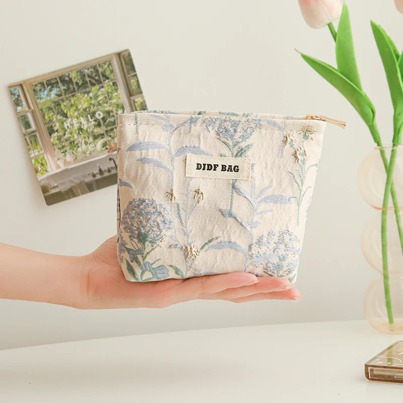 DJDF Women’s Floral Cosmetic Bag – Large-Capacity Travel Toiletry Organizer with Coin Pouch
