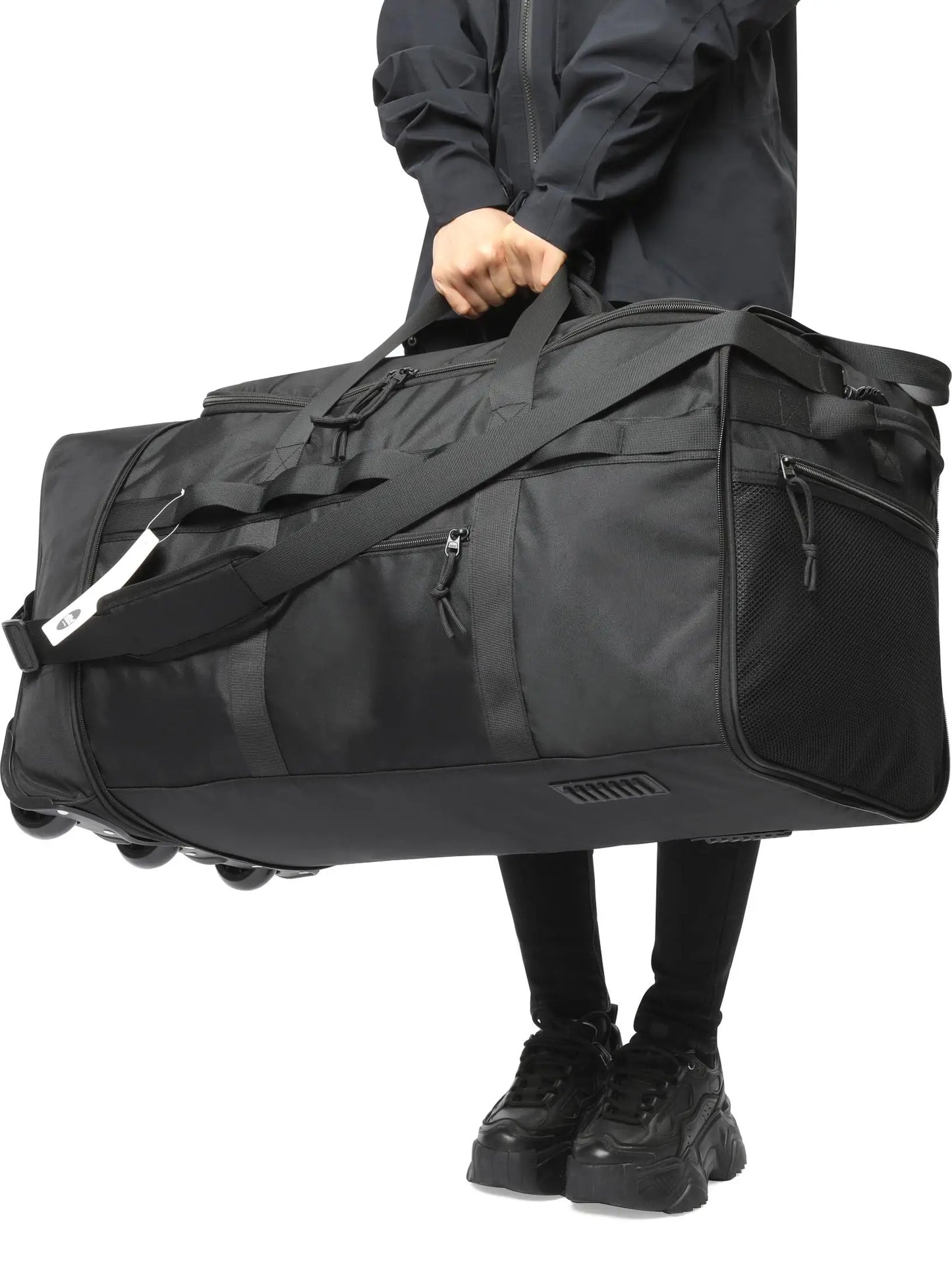Reisetasche für Herren mit großem Fassungsvermögen – Strapazierfähige Reisetasche aus Oxford-Stoff mit Trolley-Fach | Robust, geräumig und rollbereit
