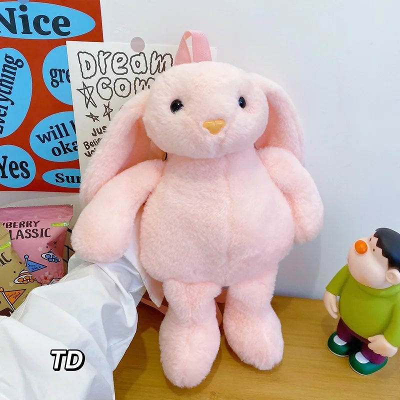 Cute Plush Rabbit Backpack – Small Cartoon Animal Shaped Shoulder Bag for Girls, Trendy Casual Daily Style