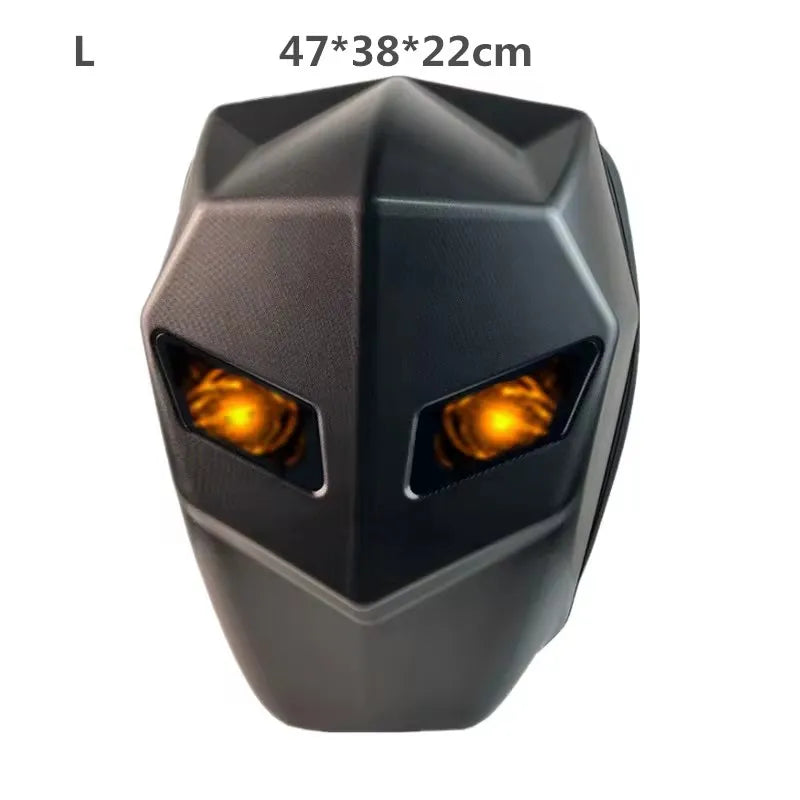 LED Knight Motorradhelm-Rucksack – Bluetooth-wasserdichte Hartschalen-Fahrradtasche mit Augendesign, passend für Laptop, stilvoll und langlebig