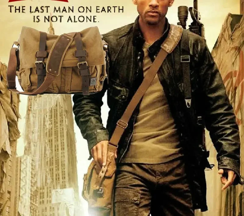 Vintage Canvas & Leather Rucksack – Unisex Casual Messenger Backpack for School, Travel & Hiking