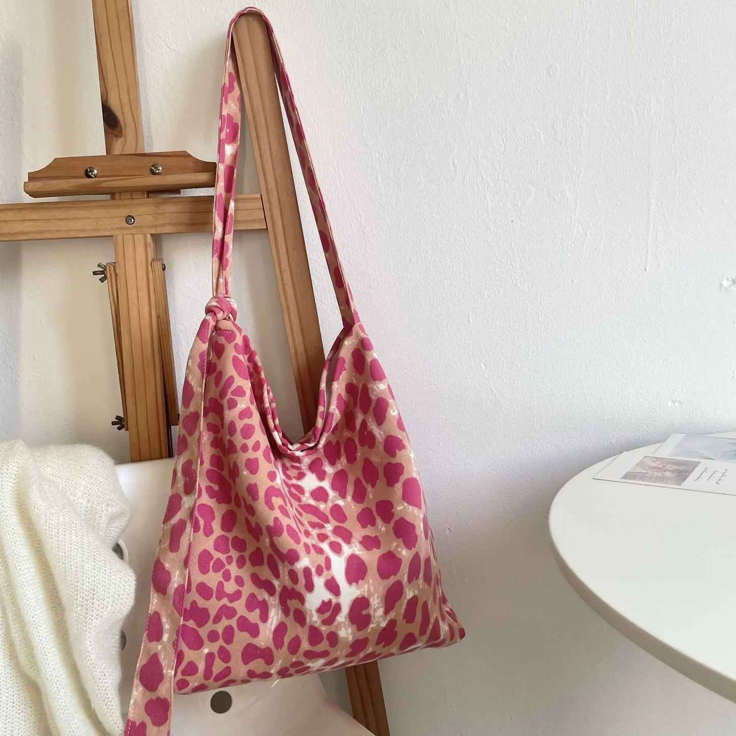 2025 Corduroy Leopard Crossbody Bag – Verstellbare Single-Shoulder-Tasche in Himbeerrosa für Damen
