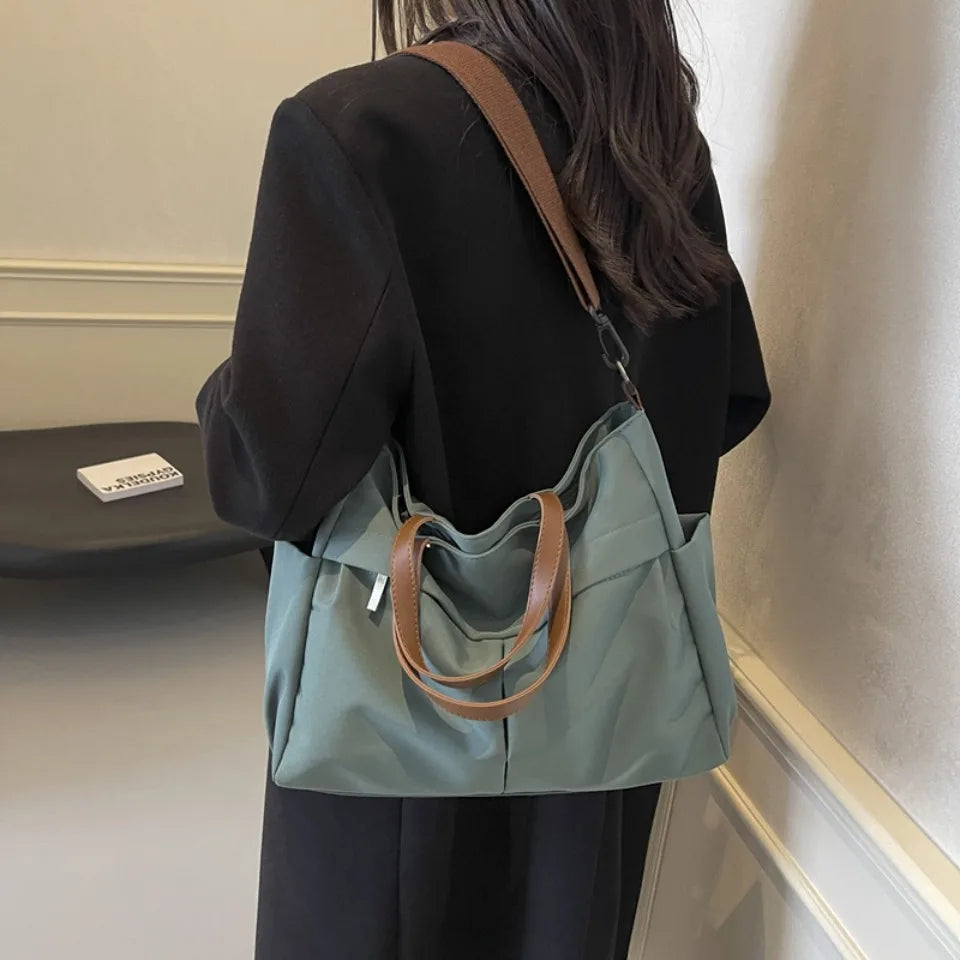 Stylish Nylon Tote Bag for Women – A4 Laptop Shoulder Bag, Designer Briefcase for Students & Commuters"