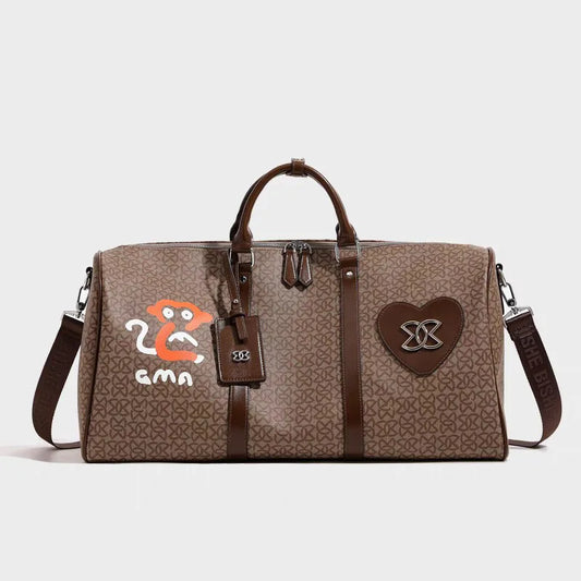 Leather Travel Duffle Bag Women's – Large Capacity Luggage Tote, Versatile Shoulder & Crossbody