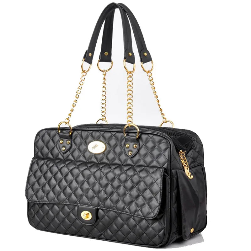 Luxury Leather Pet Carrier Bag – Designer Small Dog & Cat Travel Tote for Chihuahua, French Bulldog & Puppies