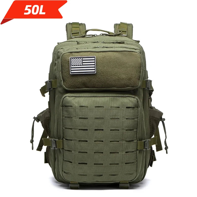 25L/50L Tactical MOLLE Backpack – Hunting, Hiking & Gym Rucksack for Men with 2 Bottle Holders, EDC Outdoor Bag