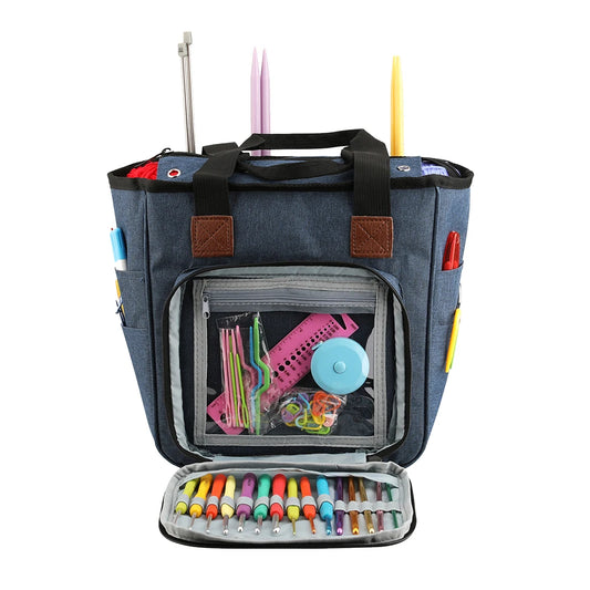 KOKNIT Knitting Tote Bag – Yarn Storage Organizer for Crochet Hooks, Knitting Needles & DIY Sewing Accessories