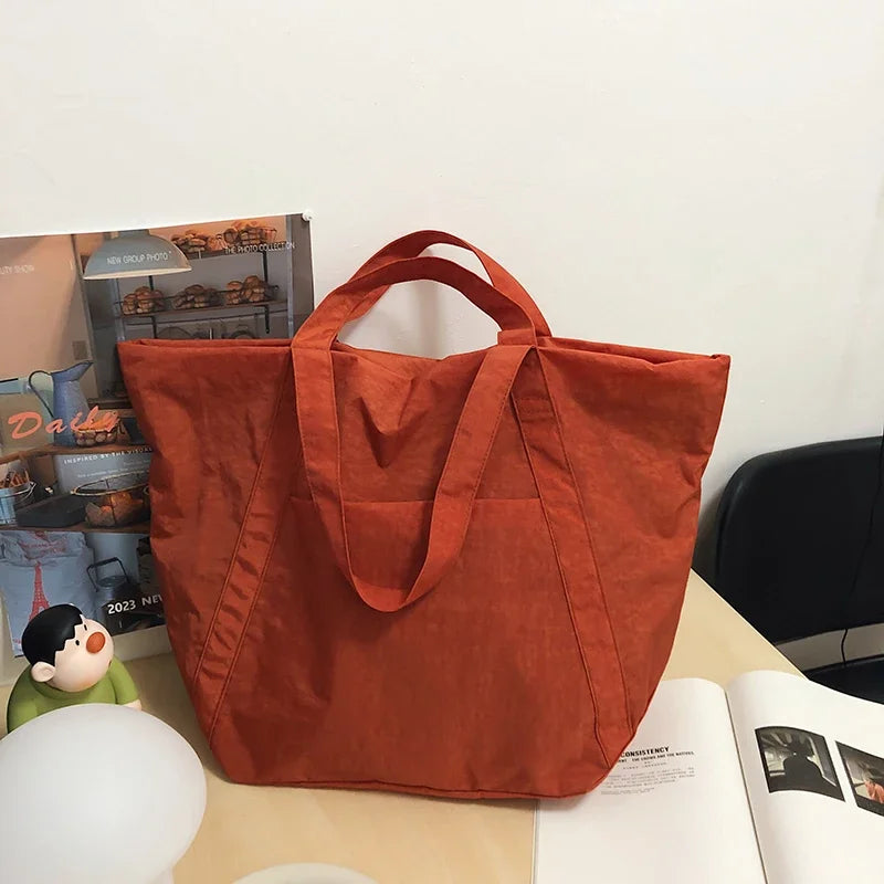 Oversized Waterproof Nylon Shoulder Bag for Women – Durable Large-Capacity Shopping Tote, 2024 Fashion Handbag