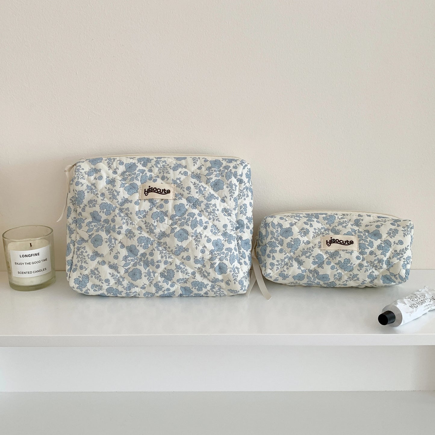3-teiliges Kosmetiktaschen-Set aus Baumwolle mit Blumenmuster – Reise-Organizer-Taschen mit großem Fassungsvermögen für Damen