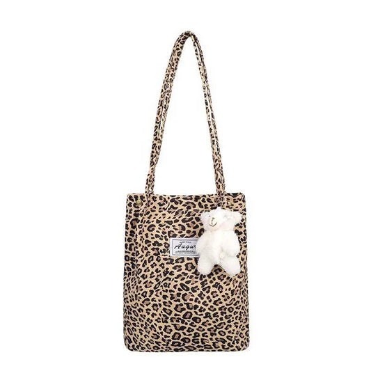 Leopard Print Canvas Tote – Stylish Casual Shoulder Bag for Women