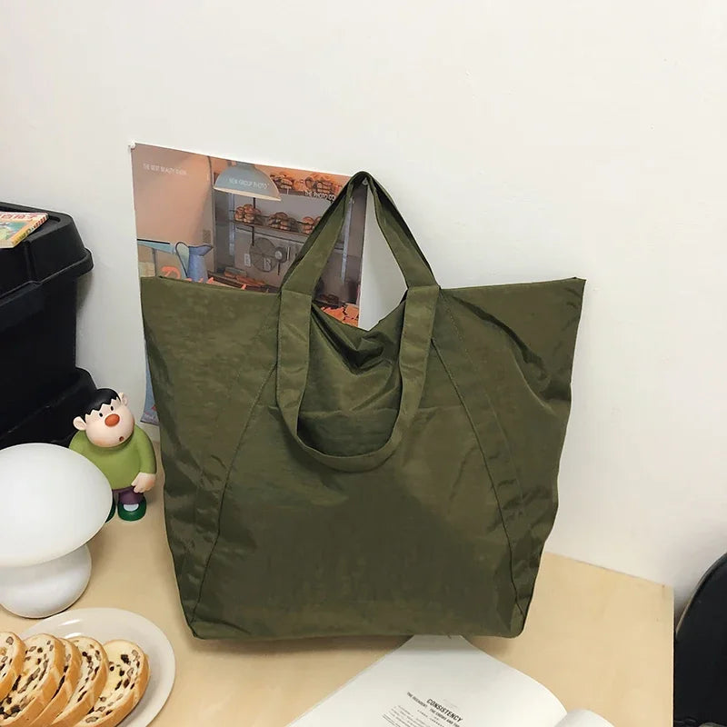 Oversized Waterproof Nylon Shoulder Bag for Women – Durable Large-Capacity Shopping Tote, 2024 Fashion Handbag
