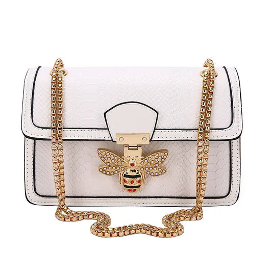 Luxuriöse Bee Lock Handtasche für Damen – Tragetasche und Umhängetasche aus Leder mit Krokodilprägung | Schicker, lässiger Stil mit Designer-Flair