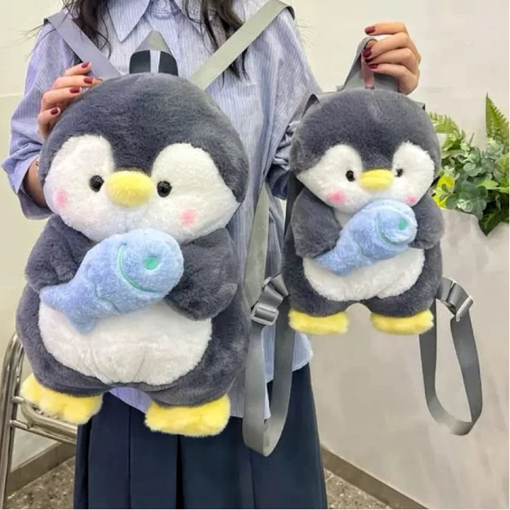 Kawaii Penguin Plush Animal Backpack – Cute Cartoon Shoulder Bag for Girls & Women, Trendy Fashion Rucksack Knapsack