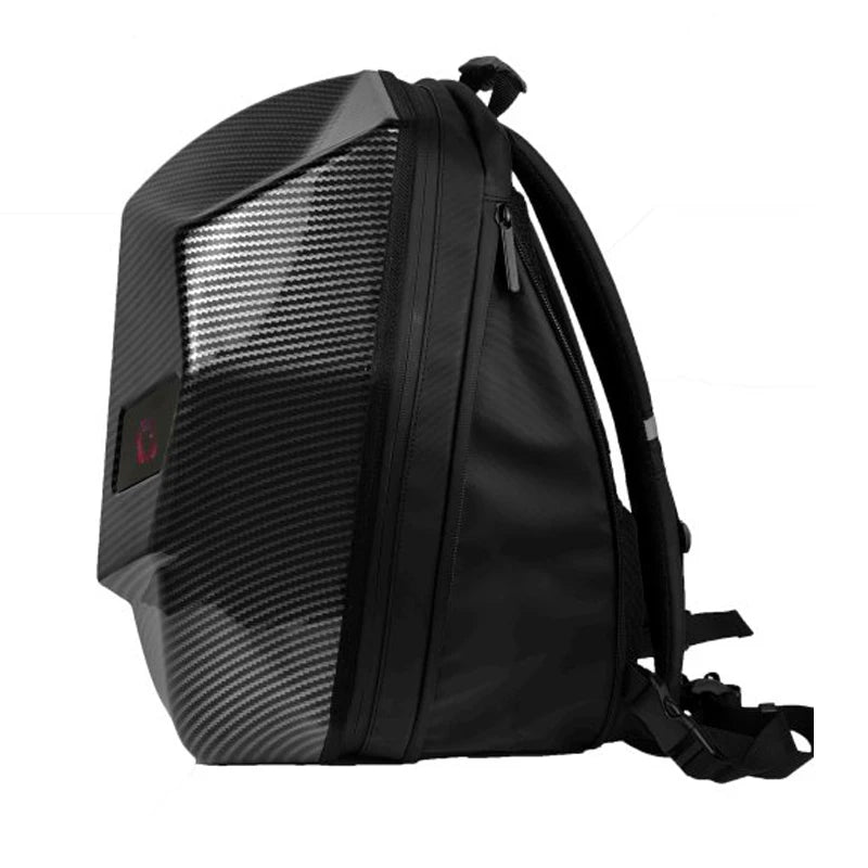 LED Knight Motorradhelm-Rucksack – Bluetooth-wasserdichte Hartschalen-Fahrradtasche mit Augendesign, passend für Laptop, stilvoll und langlebig
