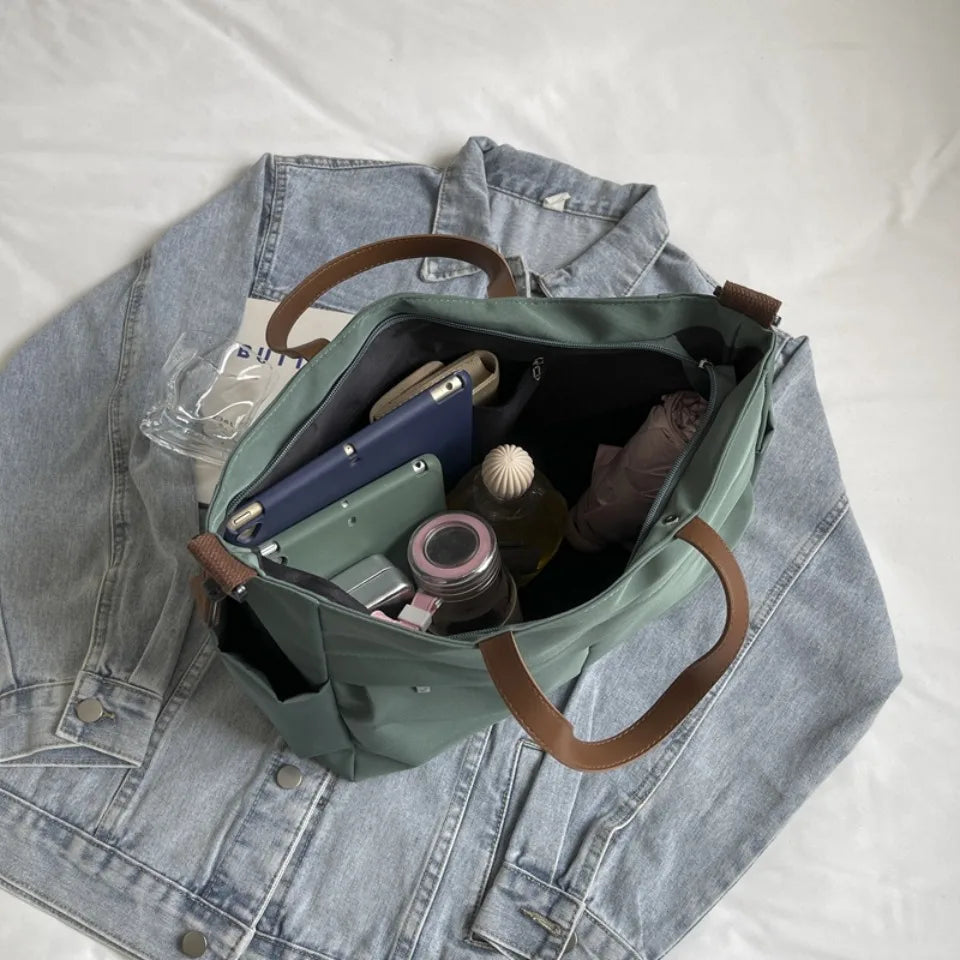 Stylish Nylon Tote Bag for Women – A4 Laptop Shoulder Bag, Designer Briefcase for Students & Commuters"